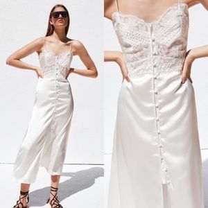 Zara satin white lace dress